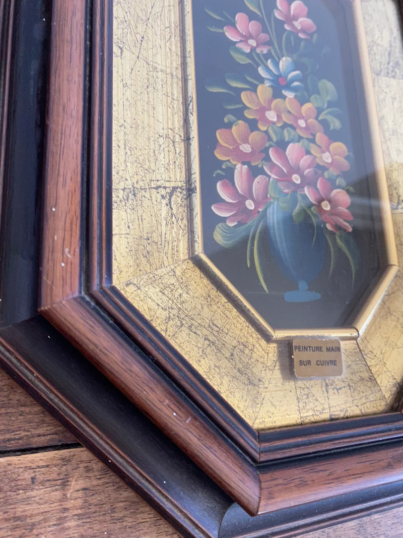 Peinture à l'huile sur cuivre dans cadre en bois