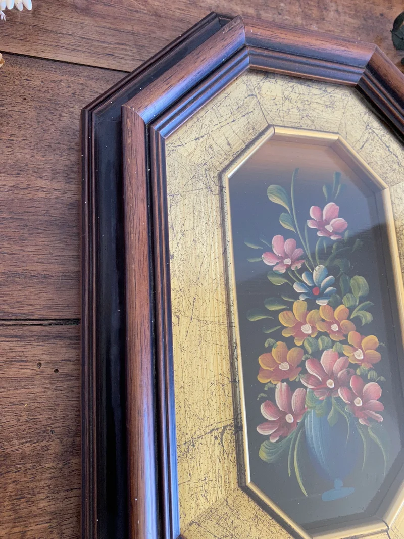 Peinture à l'huile sur cuivre dans cadre en bois