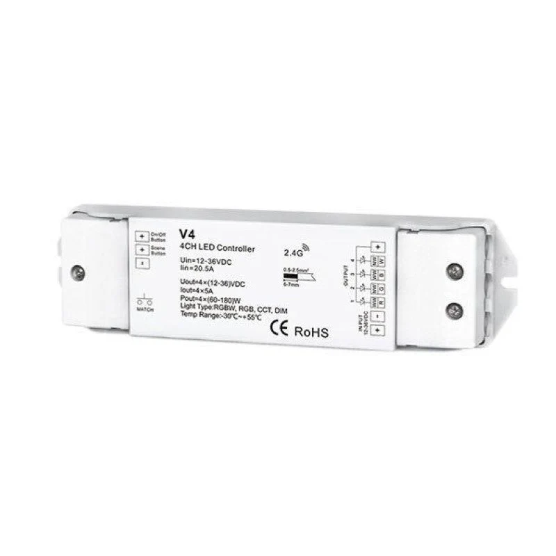 Kit Variateur Tactile Monochrome Sans Fil 4 Zones et Dimmer RF