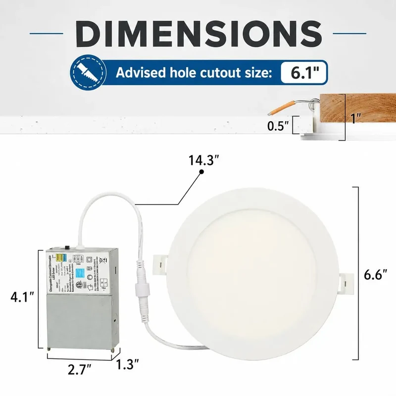 Hella Bright 6 Inch Led Recessed Ceiling Downlight With Integrated Junction Box 3Cct Adjustable Color Temperature Dimmable Slick Ultra Thin Profile Big Time Output For Easy Home Makeover
