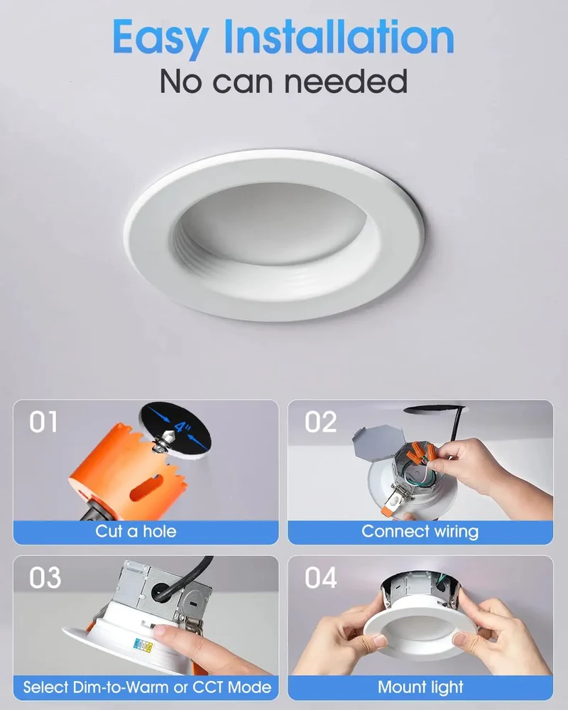 Oil Rubbed Bronze 4 Inch LED Recessed Lights 8 Pack Smooth Deep Anti Glare Baffles Adjustable 5CCT Warm To Cool White Retrofit Drop In Can Ceiling Fixtures Solid Aluminum Housing Straight Up Easy Install Top Shelf Quality For Home