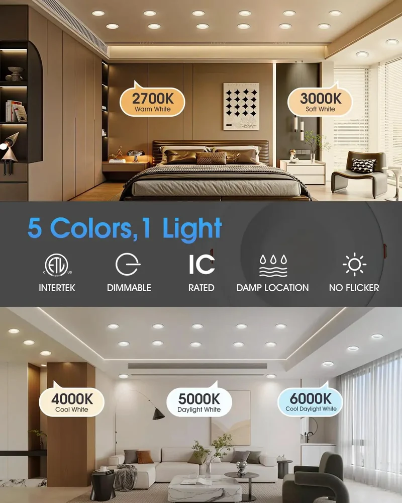 Oil Rubbed Bronze 4 Inch LED Recessed Lights 8 Pack Smooth Deep Anti Glare Baffles Adjustable 5CCT Warm To Cool White Retrofit Drop In Can Ceiling Fixtures Solid Aluminum Housing Straight Up Easy Install Top Shelf Quality For Home