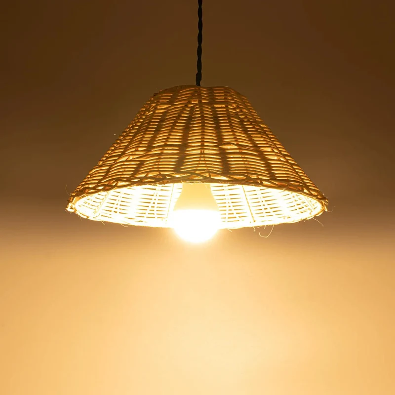 Quick Swap Recessed To Pendant Conversion Kit With A Secure E26 Base And Two Glass Lampshades Wrapped In Authentic Rattan Rope Setting A Next Level Farmhouse Vibe For Smooth Kitchen Island Upgrades