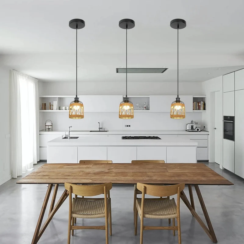 Dead Simple Recessed Can To Pendant Swap For 4 5 6 Inch Ceilings Two Light E26 Kit With Rattan Trim And Heavy Duty Aluminum Build For Kitchen Island Glow Up Projects