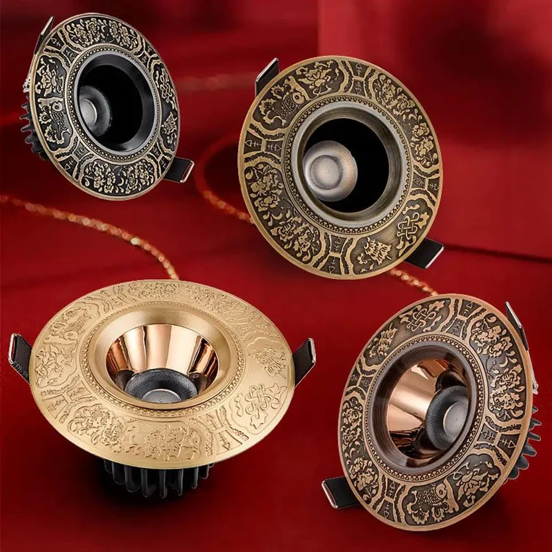 5 Pack Slick LED Recessed Ceiling Lights With Stylish Brass Pattern Trim, Dimmable 10W Recessed Can Lights Featuring 3000K To 6000K CCT, Top Shelf Glare Free Luster For Your Home Makeover, Sharp Design And Solid Brass For A Classy Vibe.