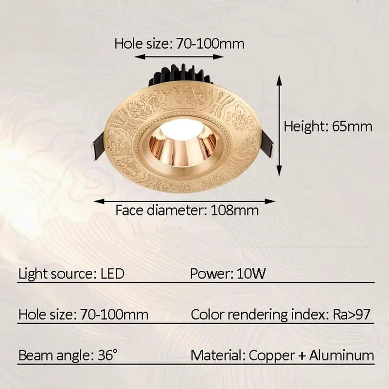 5 Pack Slick LED Recessed Ceiling Lights With Stylish Brass Pattern Trim, Dimmable 10W Recessed Can Lights Featuring 3000K To 6000K CCT, Top Shelf Glare Free Luster For Your Home Makeover, Sharp Design And Solid Brass For A Classy Vibe.