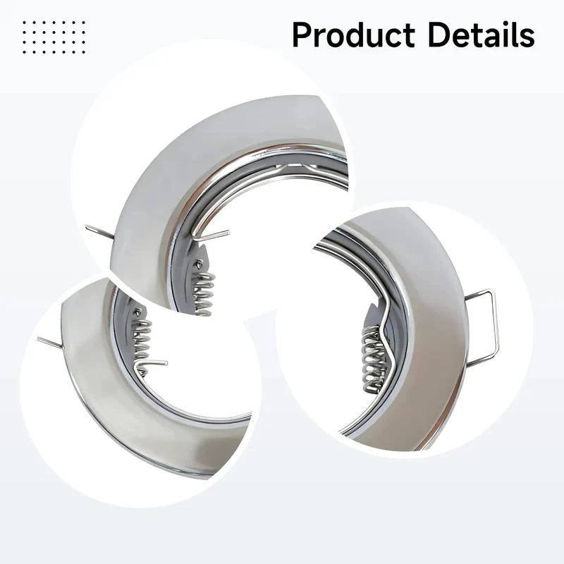 Slick Chrome MR16 And GU10 Recessed Can Light Kits Heavy Duty Iron Ceiling Spotlight Fixtures Three Point One Inch Cutout Size Bundle With Connector Wires For Smooth Home Refresh Six Piece Set