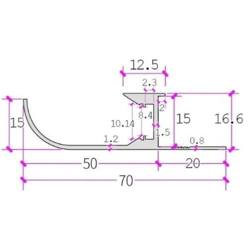Profilé Aluminium Gris 2m pour Ruban LED