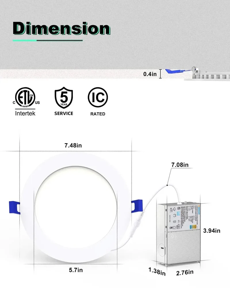 8 Pack 7 Inch Led Recessed Ceiling Lights Featuring A Slick Slide Switch For Flawless 5Cct Shifting From 2700K To 5000K To Nail Every Room Vibe While Delivering Hella Bright Output And Energy Saving Reliability