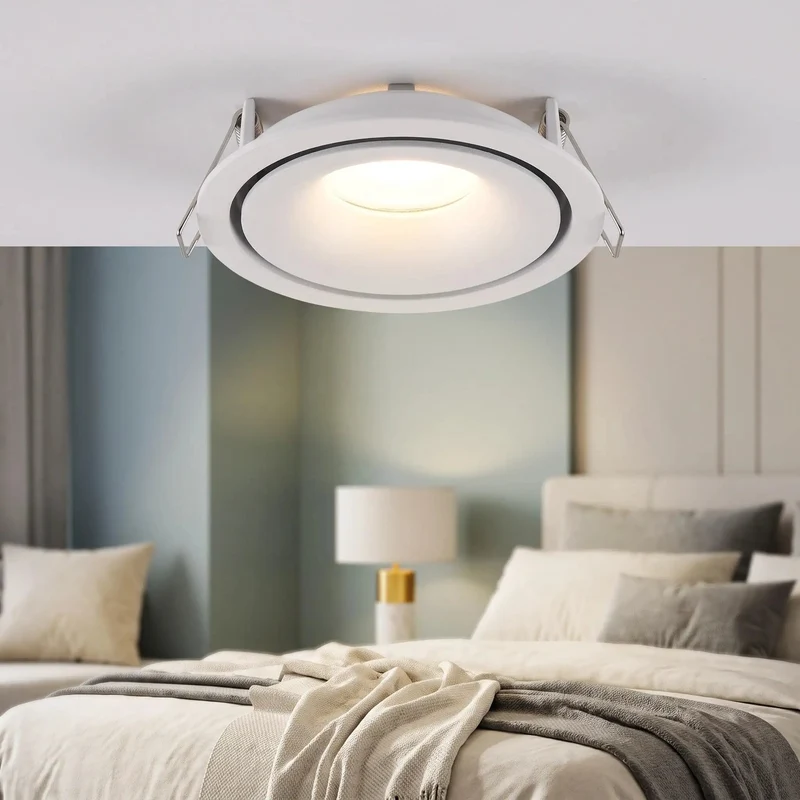 Mr16 Gu10 Recessed Lighting Trims Spotlight Downlight Holder Eyeball Retrofit Mounting Frame White Finish Quick Swap No Mess Install Universal Ceiling Spotlight Fixture Upgrade For Home Rooms