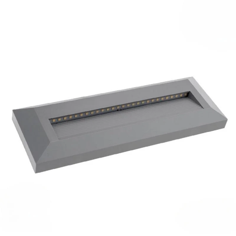 Balise LED en Saillie Rectangle 3W 220V 65° Grise IP65 pour Escaliers