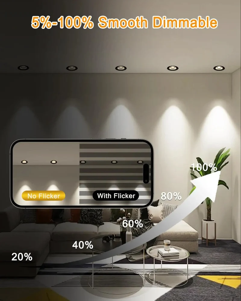 Top Shelf 3 Inch Canless Led Recessed Lights Deep Trim Anti Glare Design For Showers Sleek Black Finish Etl Certified Dimmable 12 Watt 5Cct Adjustable Hue No Fuss Installation Junction Box Ready