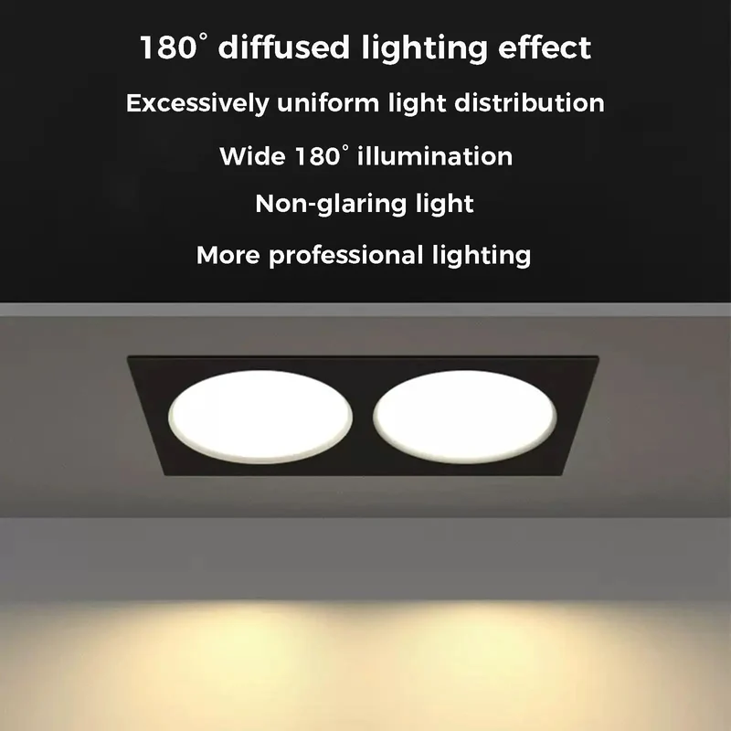 Top Tier Square Dual Head Recessed Led Downlights Featuring Slick Matte White Casing Built Tough With Solid Iron Housing For Living Rooms Delivering Hella Soft Glare Free Glow Long Lasting Performance