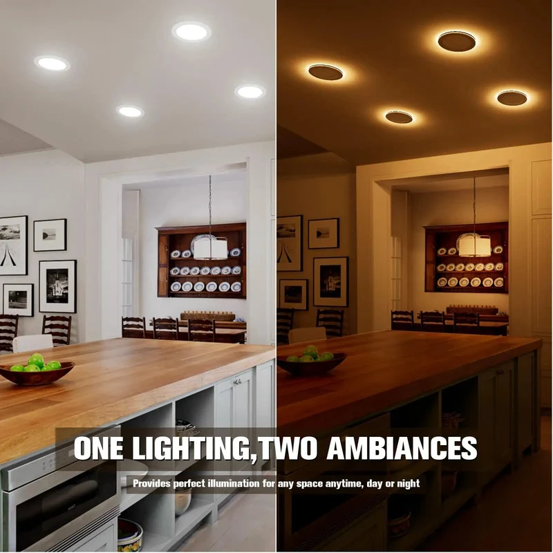 Smooth Dimming 6 Inch Recessed Led Downlights 8 Pack With 5Cct Tuning And Low Key Amber Night Light Trim Glow Dead Simple Mounting For Any Ceiling Space Top Shelf Illumination