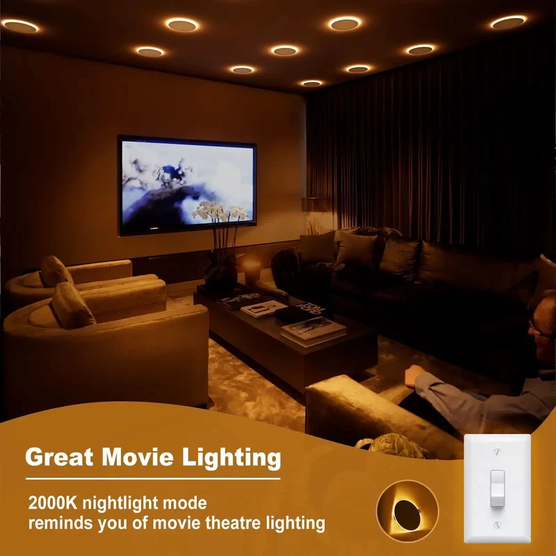 Smooth Dimming 6 Inch Recessed Led Downlights 8 Pack With 5Cct Tuning And Low Key Amber Night Light Trim Glow Dead Simple Mounting For Any Ceiling Space Top Shelf Illumination
