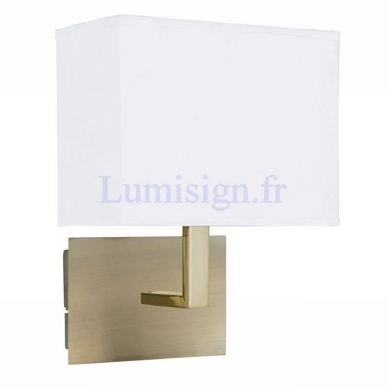 Applique de chevet bronze avec abat-jour blanc