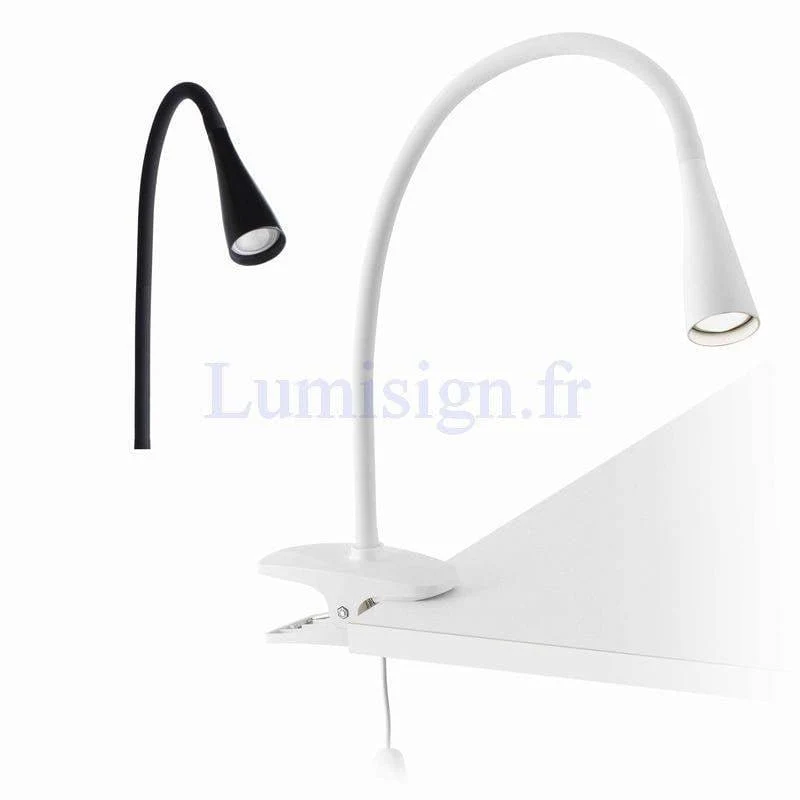 Lampe liseuse à pince LENA blanche ou noire