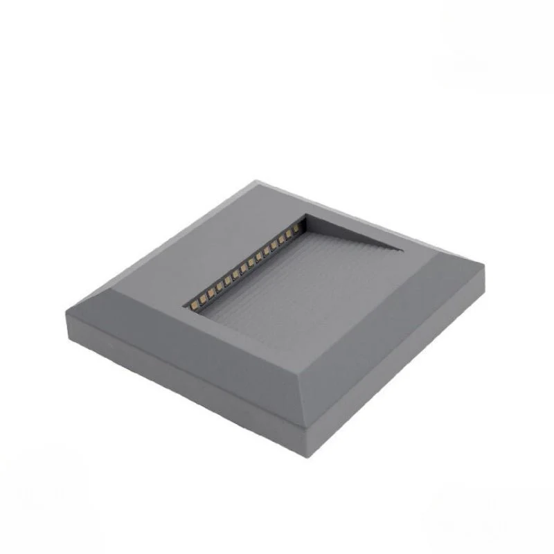 Balise LED en Saillie Carrée 2W 220V 55° Grise IP65 pour Escaliers