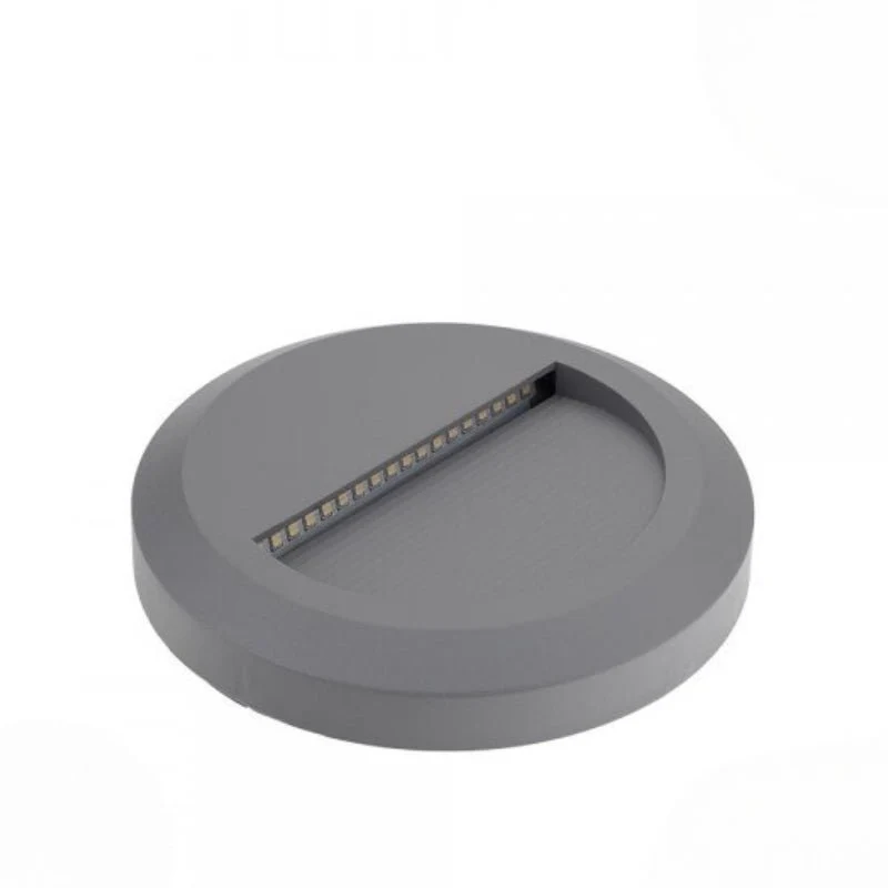Balise LED Saillie Ronde 2W 220V 55° Grise IP65 pour Escaliers