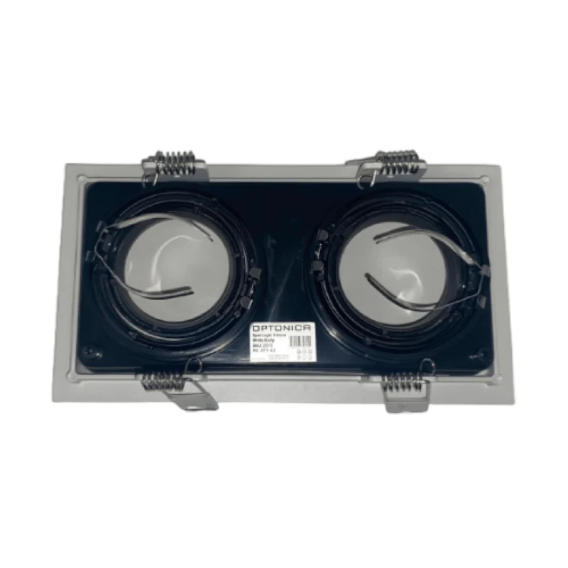 Support Spot GU10 Encastrable Orientable Double Projecteur Blanc/Noir