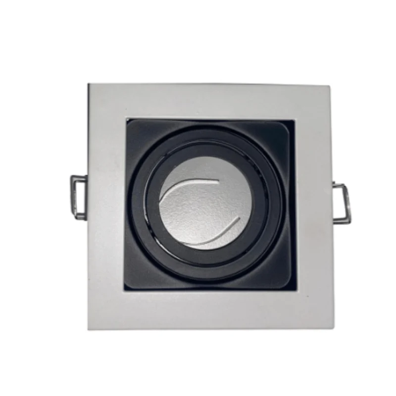 Support Spot Encastrable GU10 Orientable Carré Blanc/Noir