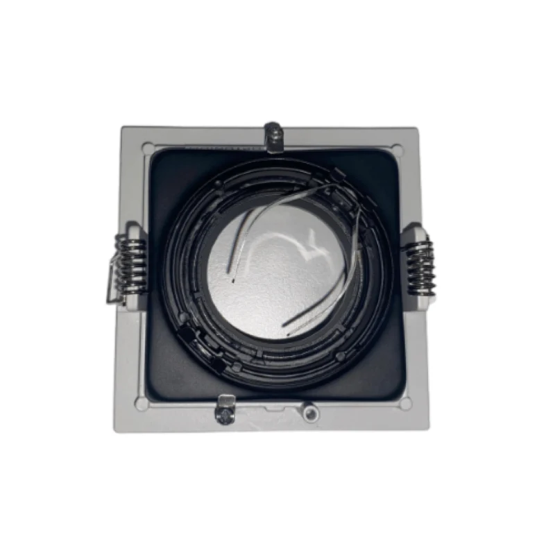 Support Spot Encastrable GU10 Orientable Carré Blanc/Noir