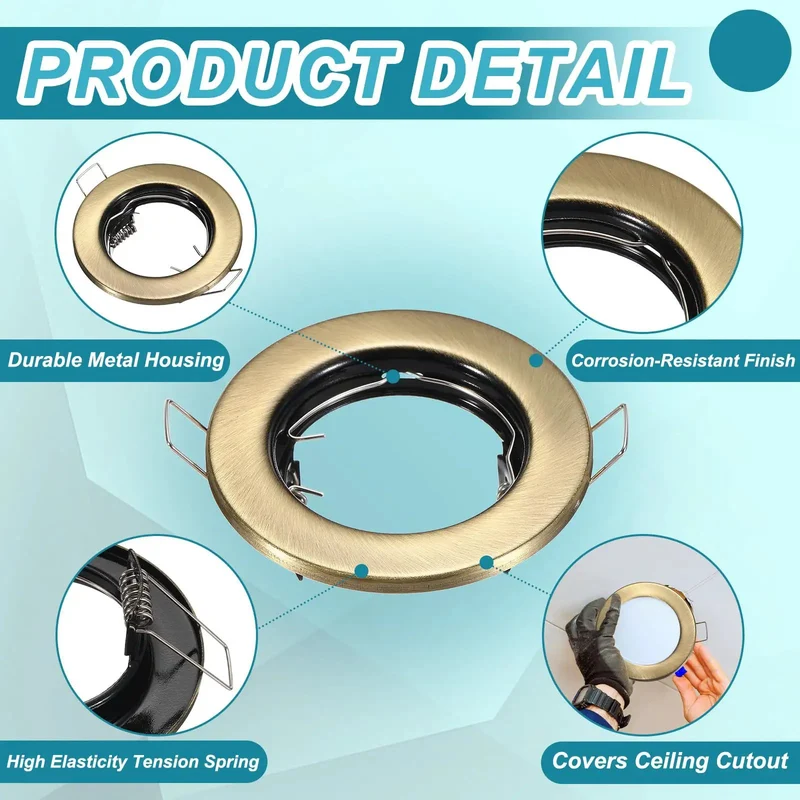 Adjustable GU10 Recessed Lighting Trim 2 Pack 2.1 Inch Aperture Bronze Ceiling Downlight Spotlight Frame Spring Clip Mount Slick Bronze Finish Dang Easy Setup Knockout Housing