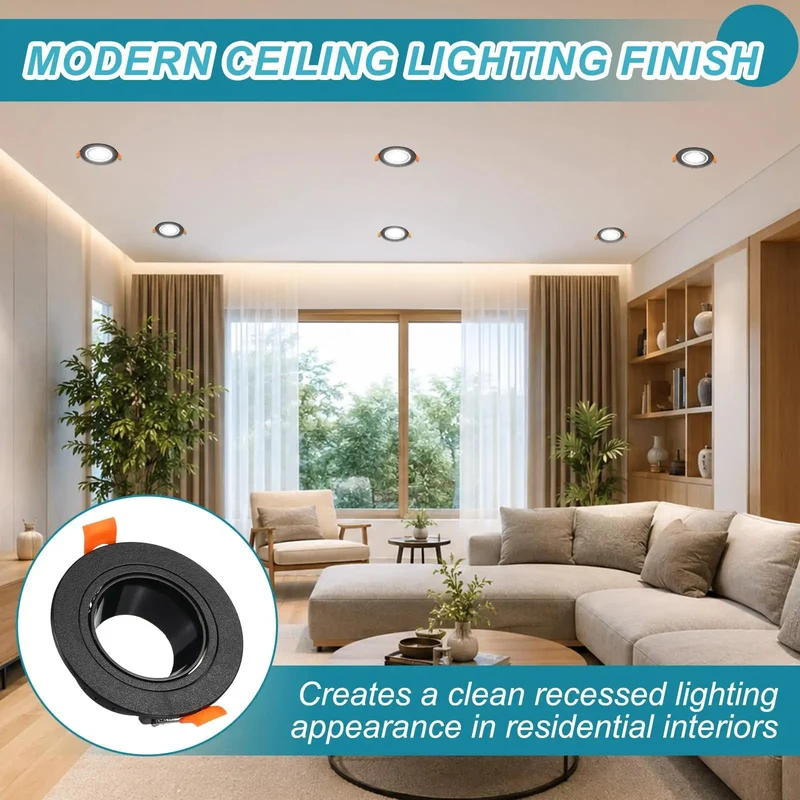 MR16 And GU10 Recessed Light Trim With Zero Hassle Spring Clamps 2.6 Inch Aperture LED Downlight Housing For Indoor Spotlights Clean Black Finish Quick Grip Install Two Pack