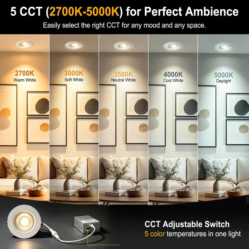 Sleek 4 Inch Gimbal LED Recessed Lights With Smooth Tilt Versatile Eyeball Downlights For Sharp Accent Flair 12 Pack Easy Mount For Sloped Ceilings And Dope Living Spaces