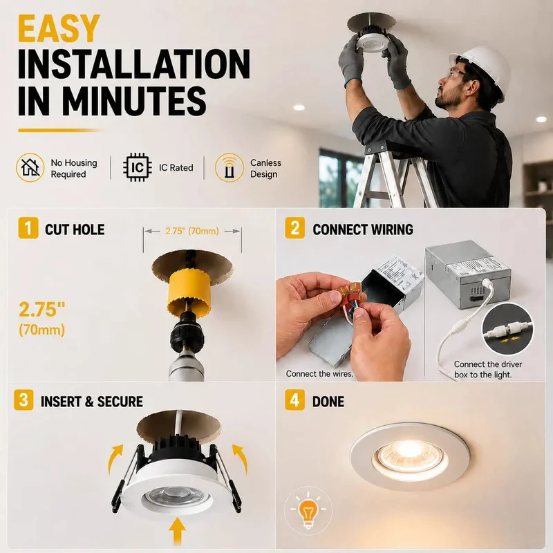 Sleek 4 Inch Gimbal LED Recessed Lights With Smooth Tilt Versatile Eyeball Downlights For Sharp Accent Flair 12 Pack Easy Mount For Sloped Ceilings And Dope Living Spaces