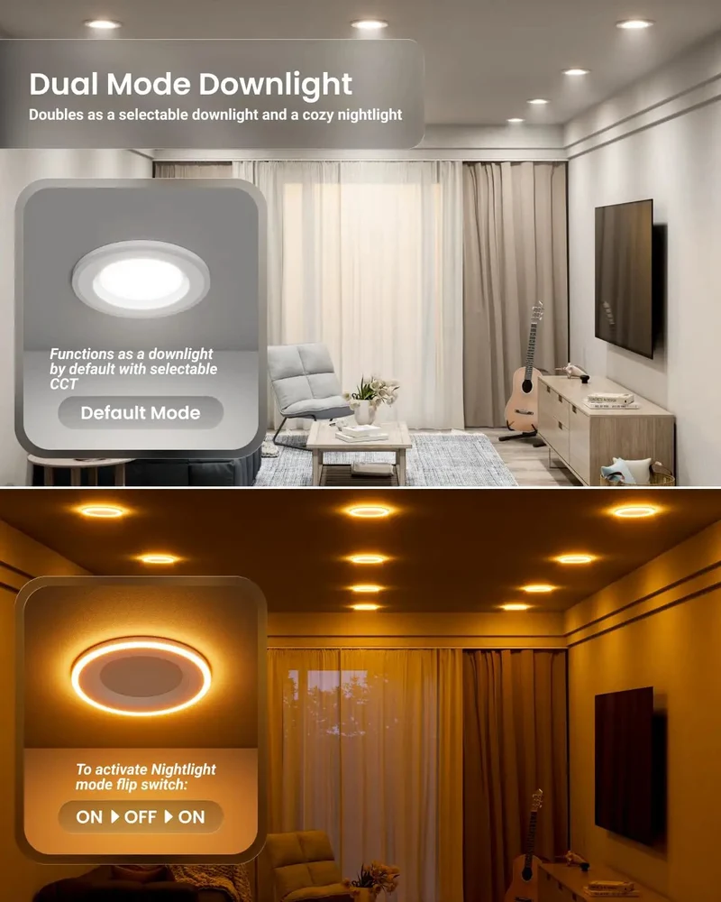 Pro Grade Tough As Nails 6 Inch Led Recessed Downlights With Built In Nightlight 24 Pack Flexible Kelvin Settings Smooth Dimming Can Lights For Bathrooms