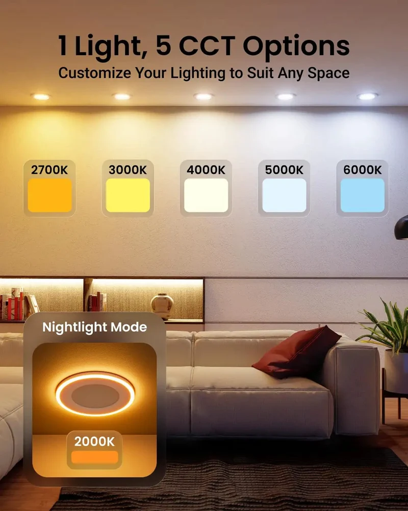 Pro Grade Tough As Nails 6 Inch Led Recessed Downlights With Built In Nightlight 24 Pack Flexible Kelvin Settings Smooth Dimming Can Lights For Bathrooms