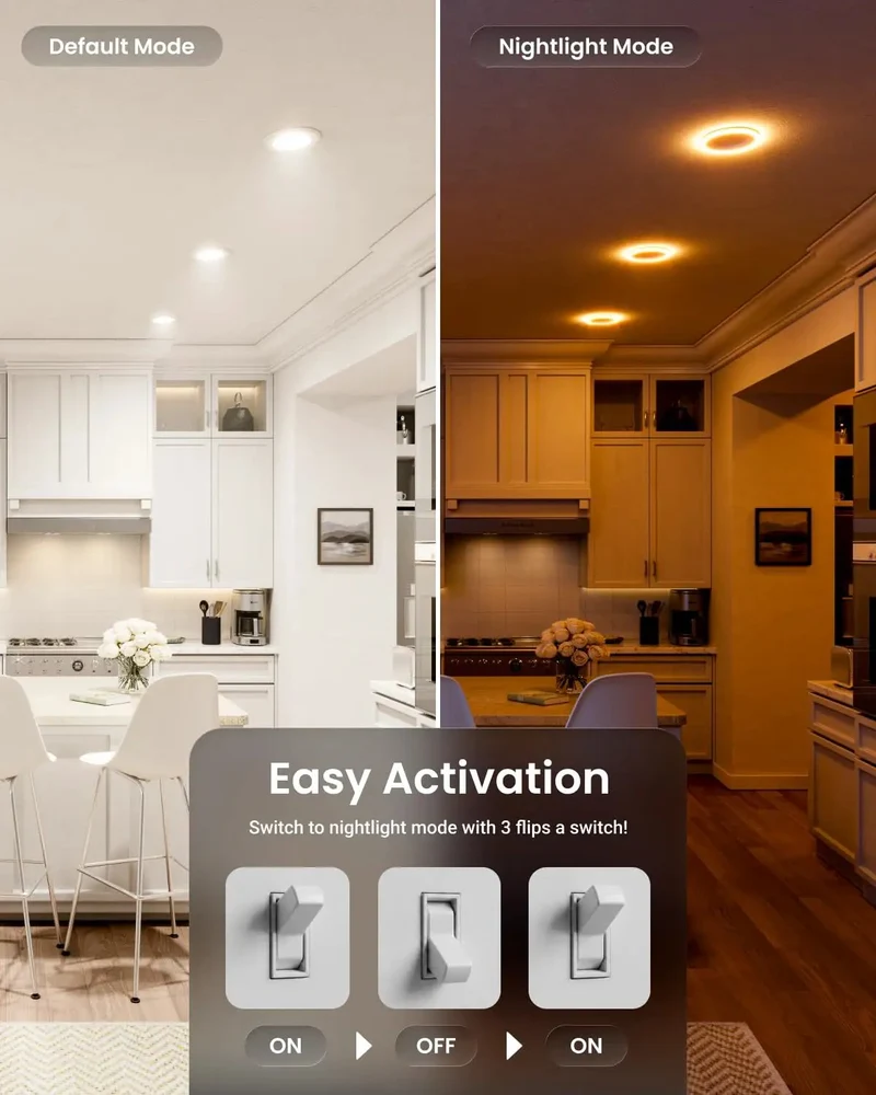 Pro Grade Tough As Nails 6 Inch Led Recessed Downlights With Built In Nightlight 24 Pack Flexible Kelvin Settings Smooth Dimming Can Lights For Bathrooms