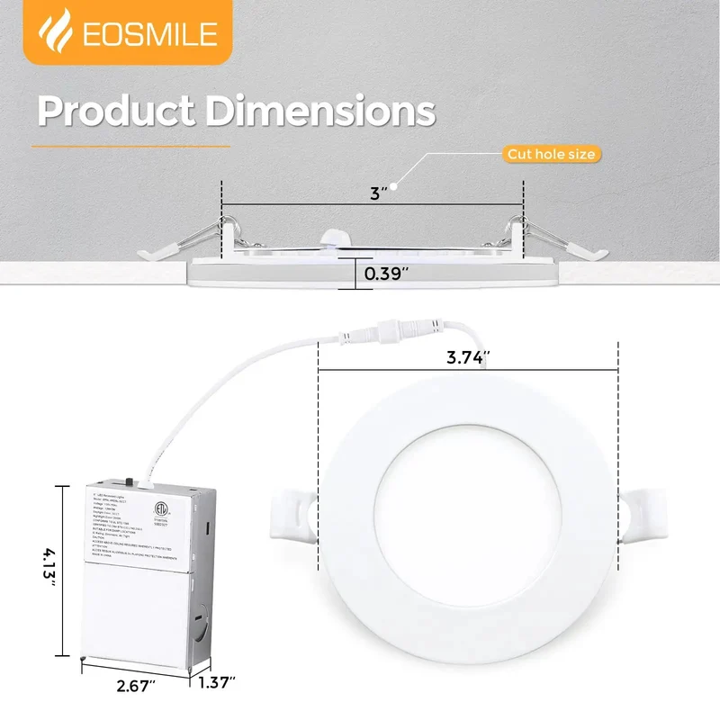 Super Sleek 3 Inch White LED Recessed Ceiling Lights, 6 Pack Includes A Dang Cozy Night Light Mode Emitting Soft Amber Glow, Top Notch Heat Dissipation Ensures Cool Operation, Hassle Free Installation Sets Perfect Chill Vibes For Movie Nights