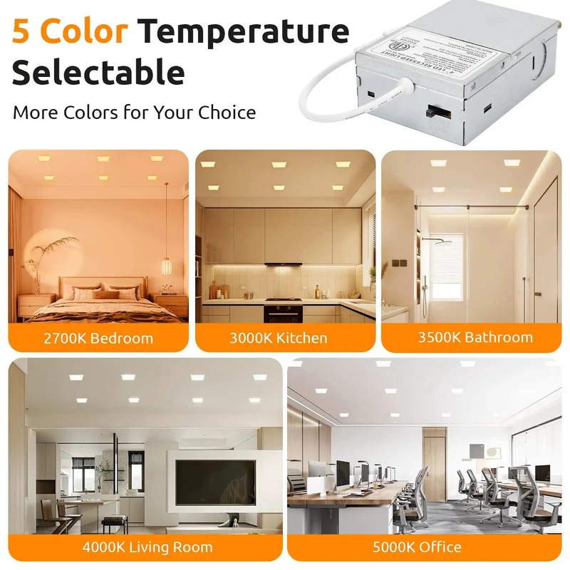 Six Inch Square Led Recessed Ceiling Lights Delivering Hella Bright Output With Five Tunable Color Temperatures And Slick Easy Install Trim For Kitchens And Bedrooms
