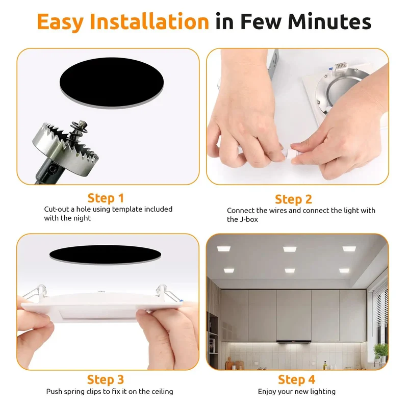 Six Inch Square Led Recessed Ceiling Lights Delivering Hella Bright Output With Five Tunable Color Temperatures And Slick Easy Install Trim For Kitchens And Bedrooms