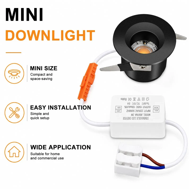 Top Tier 4 Pack Mini Recessed LED Cans 2W Downlights Delivers Sweet 3000K Warm White Narrow Beam With Hella Sharp 90 Plus CRI For Sleek Cabinet Setup Super Slim Black Finish Featuring Integrated Driver For Quick And Easy Hookup