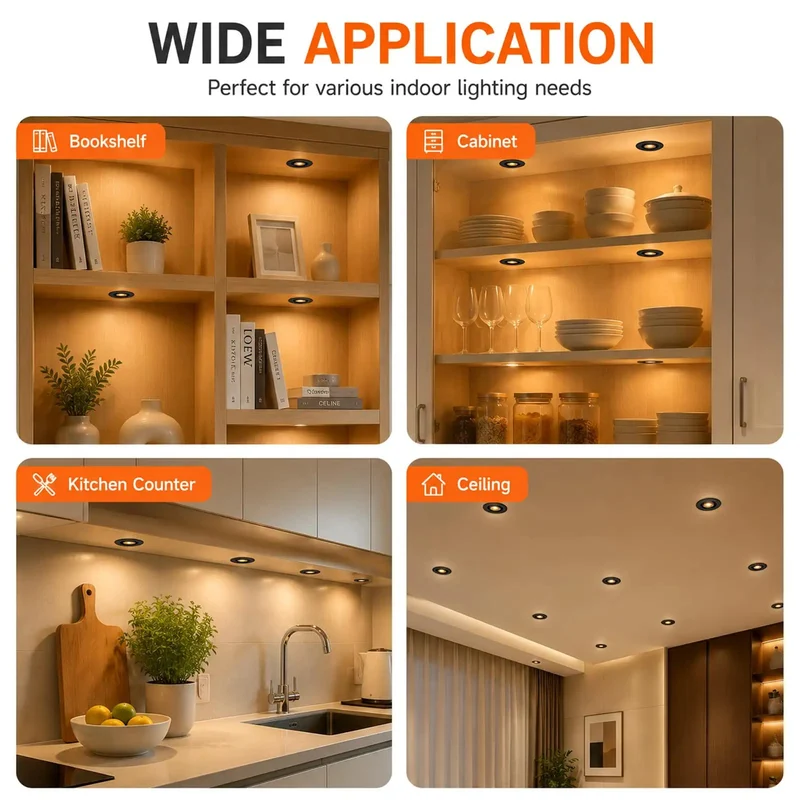 Top Tier 4 Pack Mini Recessed LED Cans 2W Downlights Delivers Sweet 3000K Warm White Narrow Beam With Hella Sharp 90 Plus CRI For Sleek Cabinet Setup Super Slim Black Finish Featuring Integrated Driver For Quick And Easy Hookup