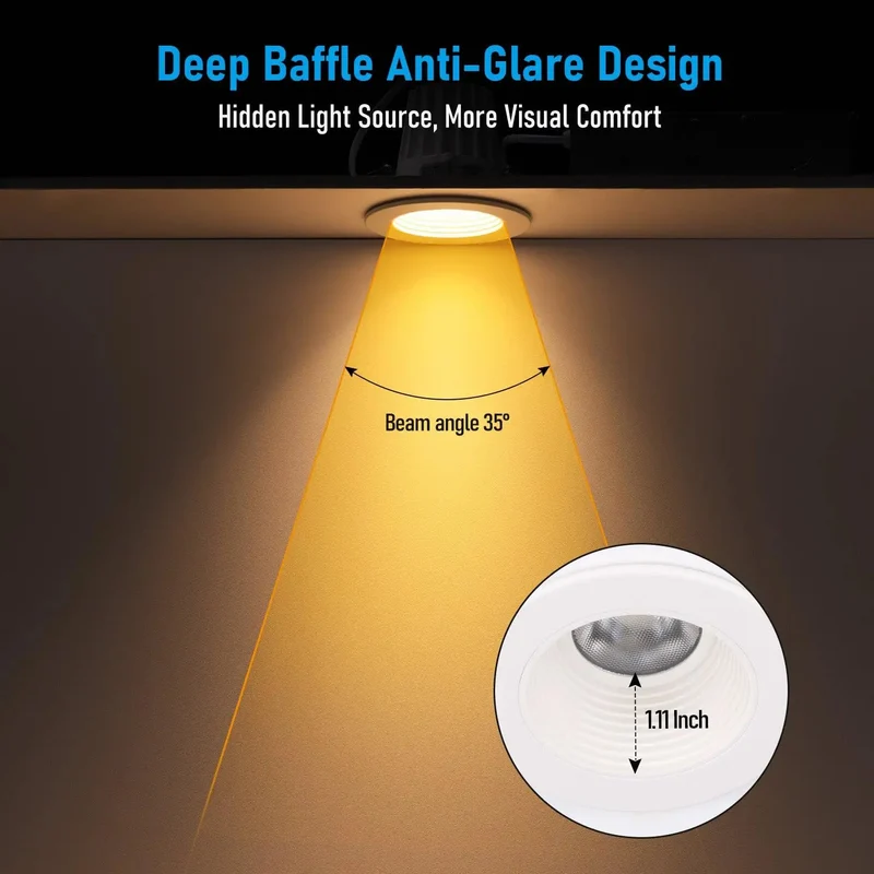 Top Shelf Six Pack Three Inch LED Recessed Lighting With Five CCT Adjustable Warm To Cool White Smooth Anti Glare Downlights Featuring CRI90 True Color Rendering And Easy Breezy Install For Every Modern Home Space