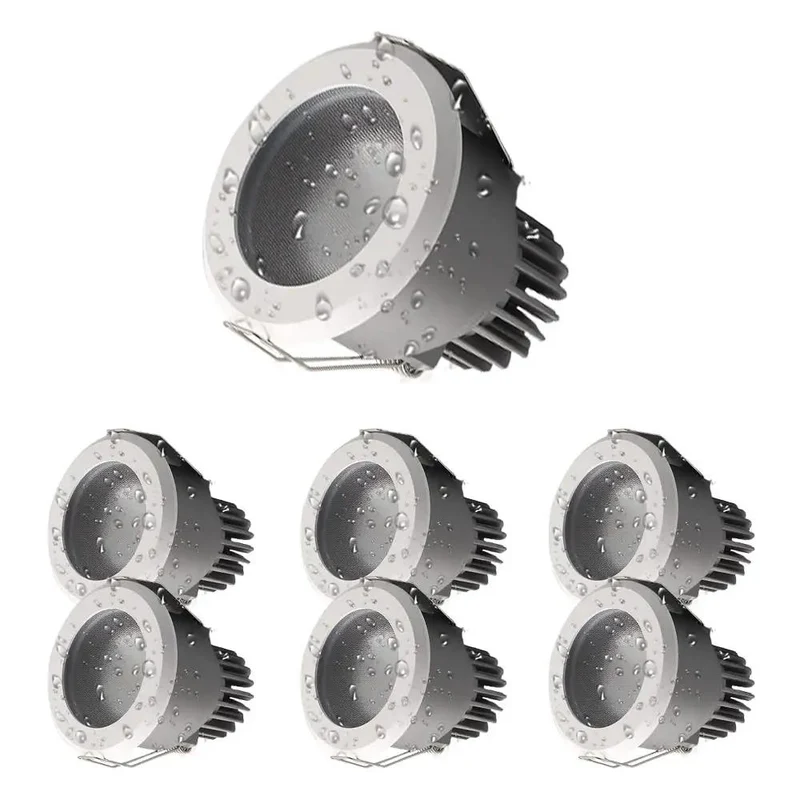 7W Waterproof LED Downlight Recessed Bathroom And Kitchen Lighting Fixtures IP65 Warm White Ceiling Spotlight For Home And Porch Zones Quick Slide Install Banger Illumination All Weather Tough Energy Savvy Home Lighting Refresh Kit