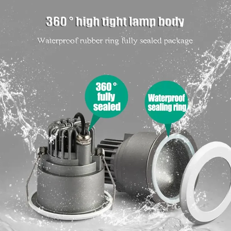 7W Waterproof LED Downlight Recessed Bathroom And Kitchen Lighting Fixtures IP65 Warm White Ceiling Spotlight For Home And Porch Zones Quick Slide Install Banger Illumination All Weather Tough Energy Savvy Home Lighting Refresh Kit