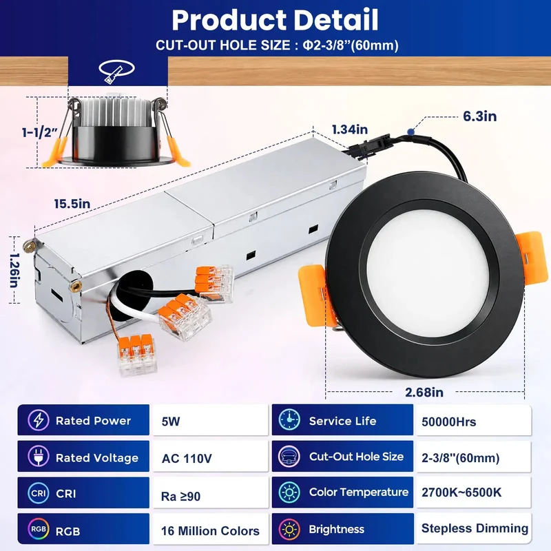 2 Inch Smart Recessed Led Downlight With Wifi Voice Control For Easy Peasy Setup Featuring Smooth Dimming And CRI80 Topshelf Brightness Add Chill Vibes To Any Room With Tuneable White Cct And Vibrant Rgb Colors