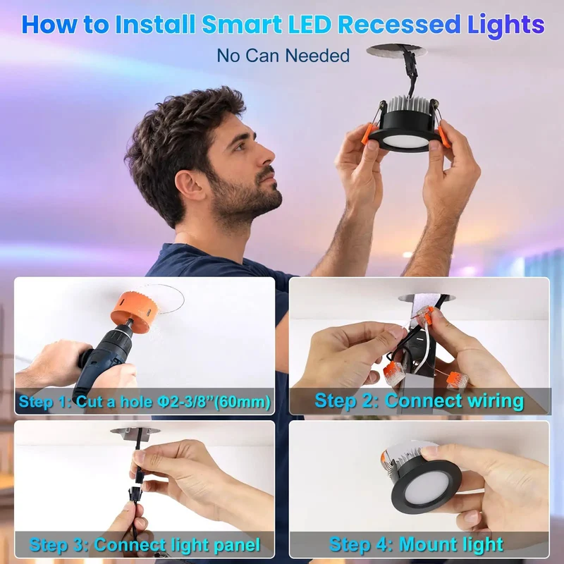 Upgrade Your Crib With These Slick 2 Inch Smart LED Recessed Lights Featuring Killer 5W RGB WiFi Downlights With Smooth Dimming And True Color Rendering For Effortless Modern Vibes In Any Room