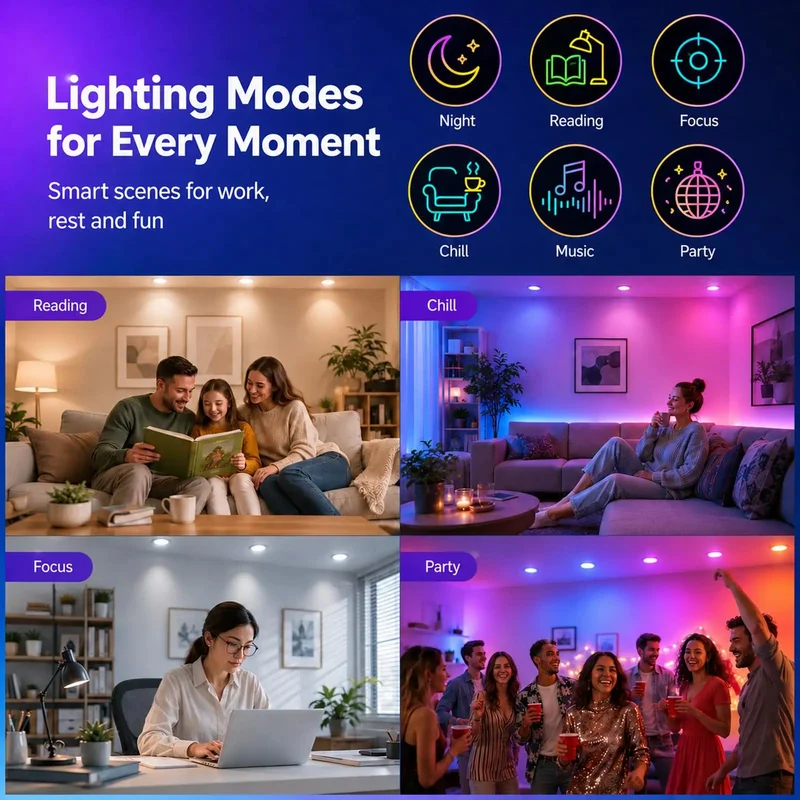 Upgrade Your Crib With These Slick 2 Inch Smart LED Recessed Lights Featuring Killer 5W RGB WiFi Downlights With Smooth Dimming And True Color Rendering For Effortless Modern Vibes In Any Room
