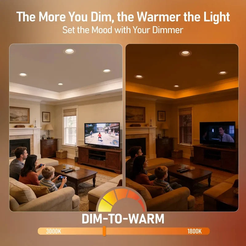 Top Tier 6 Inch Led Recessed Lighting Retrofit Kit Showcases Sleek Dim To Warm Function Plus 6 Cct Adjustments For A Totally Fresh Residential Ceiling Glow Up Project