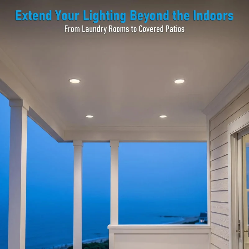 Four Inch 5Cct Wet Location Led Recessed Downlight With Integrated Junction Box Two Pack Hella Durable Ceiling Fixture For Damp Rooms No Sweat Install For Porches And Decks