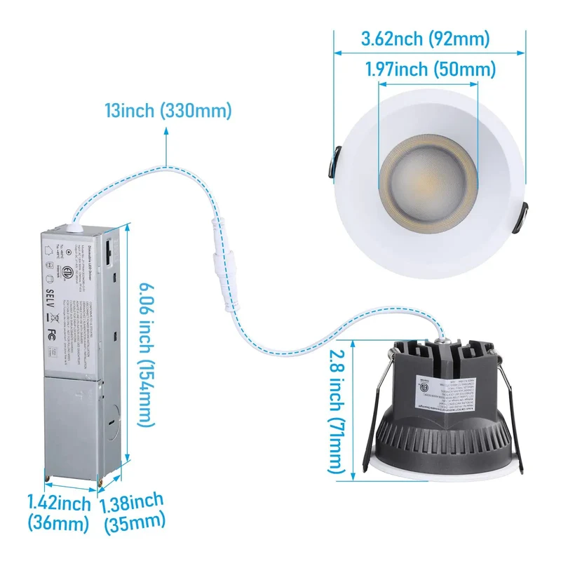 Four Inch 5Cct Wet Location Led Recessed Downlight With Integrated Junction Box Two Pack Hella Durable Ceiling Fixture For Damp Rooms No Sweat Install For Porches And Decks