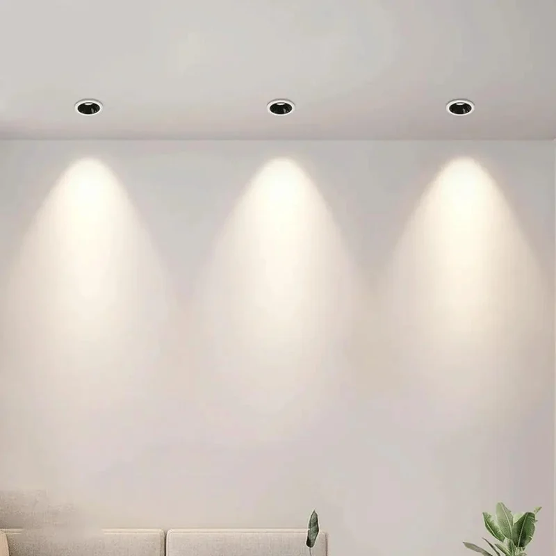 Killer Led Recessed Cob Spotlight Deep Anti Glare Cup 36 Degree Beam Angle Smooth Soft Light Accent Walls Hallways Small Closets Black White Trim 7 Watt Covers 22 to 32 Square Feet Easy Install Total Vibe Upgrade for Modern Home Decor
