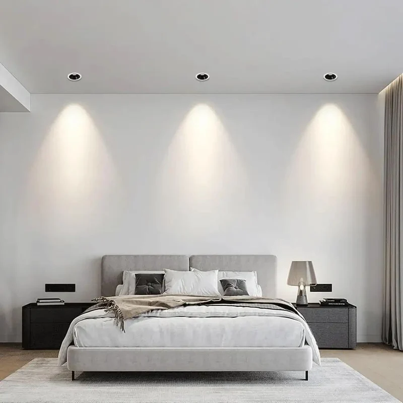 Killer Led Recessed Cob Spotlight Deep Anti Glare Cup 36 Degree Beam Angle Smooth Soft Light Accent Walls Hallways Small Closets Black White Trim 7 Watt Covers 22 to 32 Square Feet Easy Install Total Vibe Upgrade for Modern Home Decor