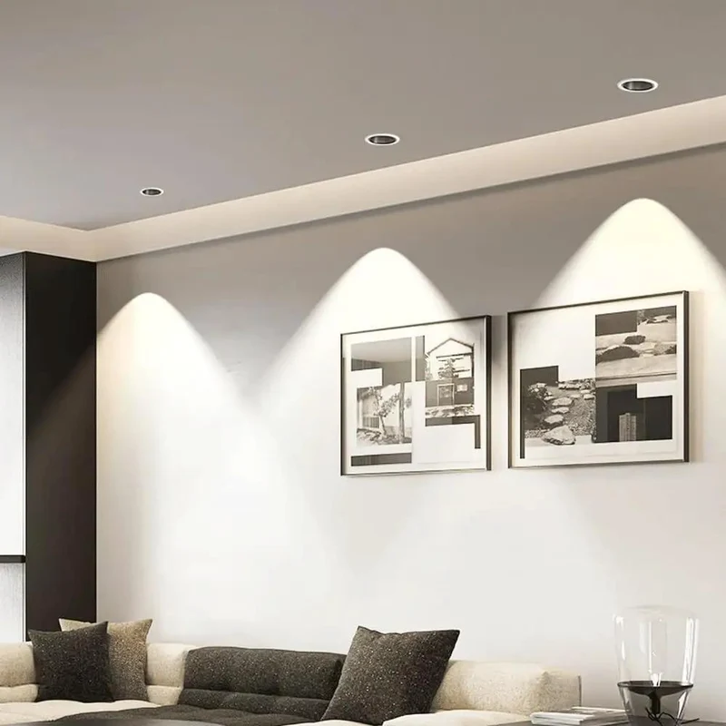 Killer Led Recessed Cob Spotlight Deep Anti Glare Cup 36 Degree Beam Angle Smooth Soft Light Accent Walls Hallways Small Closets Black White Trim 7 Watt Covers 22 to 32 Square Feet Easy Install Total Vibe Upgrade for Modern Home Decor